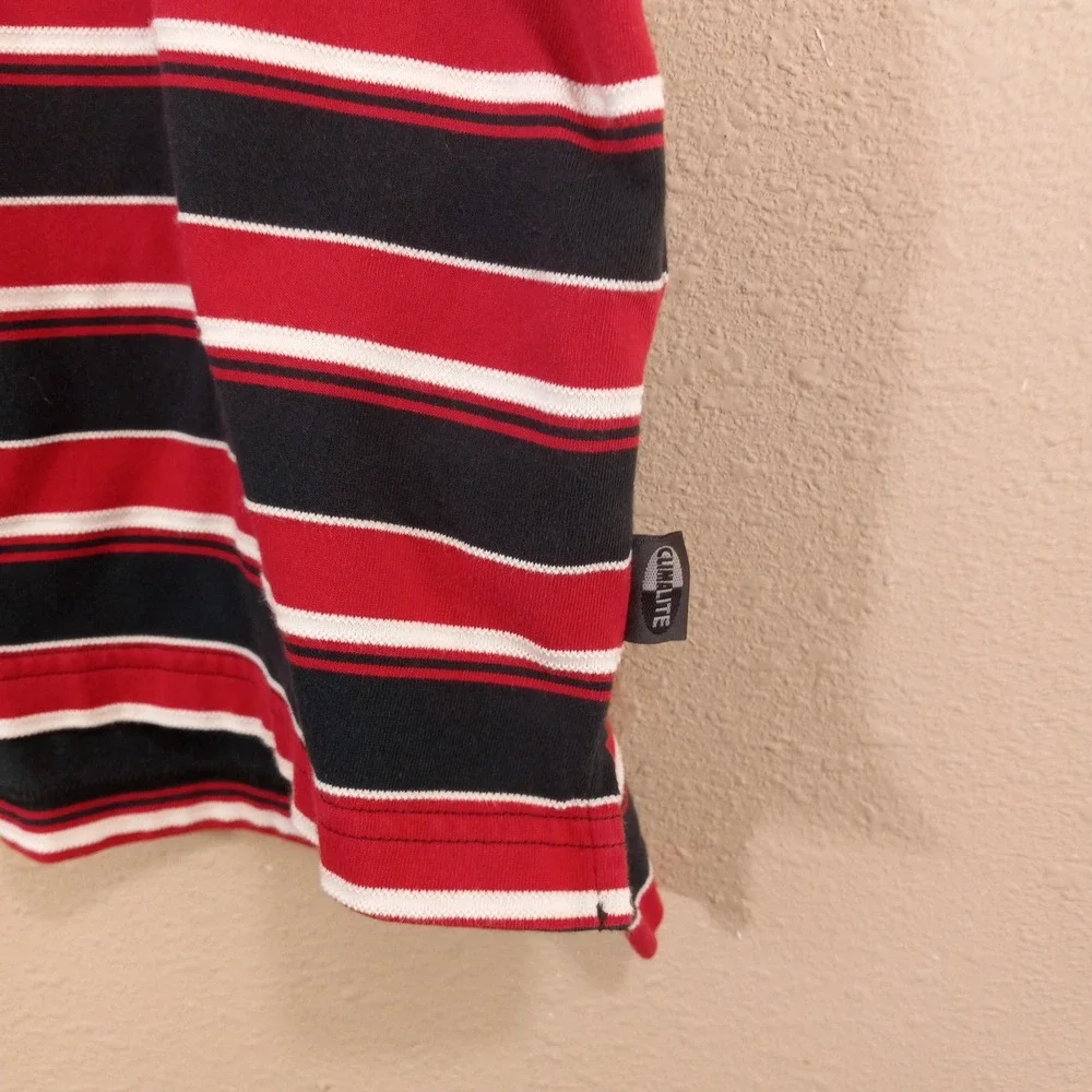 Adidas Climalite Mens XL Polo Shirt Red Black White‎ Striped Short Sleeve 938005